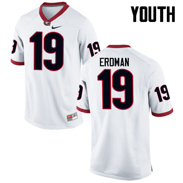 Georgia Bulldogs Youth Willie Erdman #19 White Stitched College UGA Football Jersey 23KK017MJ